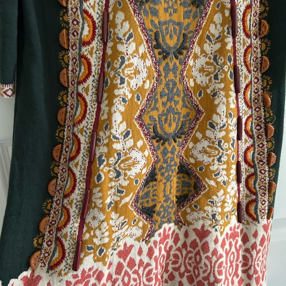 Anthropologie Knitted and Knotted Beaded Dress Green Yellow Size XS Peti… - Picture 5 of 16